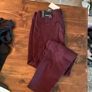 D. Jeans burgundy modern fit high waist skinny NWT